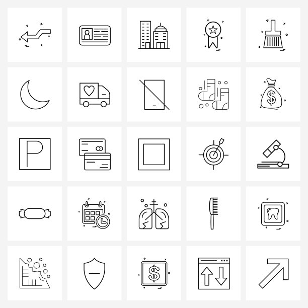 设置25个现代线条图标油漆刷城市图片下载