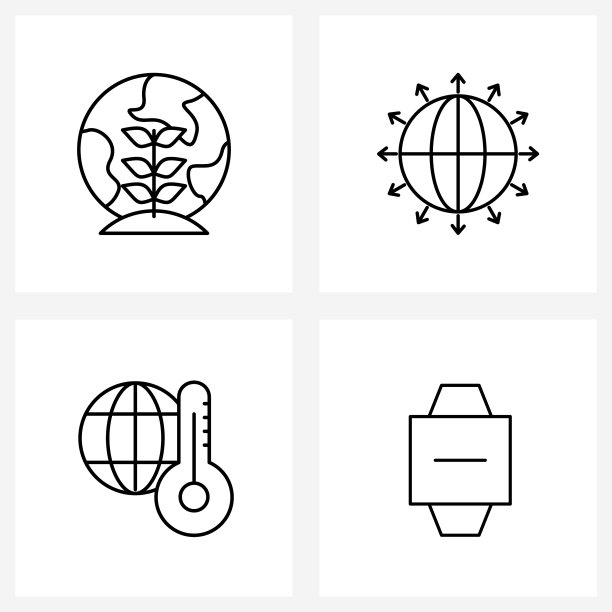 现代线条植物简笔画图标图片下载