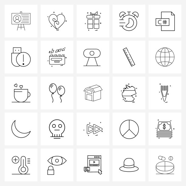 线图标设置25个现代符号计时器图片下载