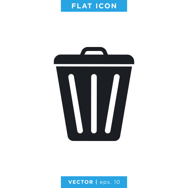垃圾桶图标矢量股票插图设计模板。图片下载
