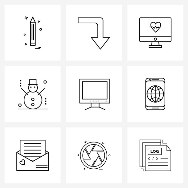 设置9个UI图标和符号用于学习显示图片下载