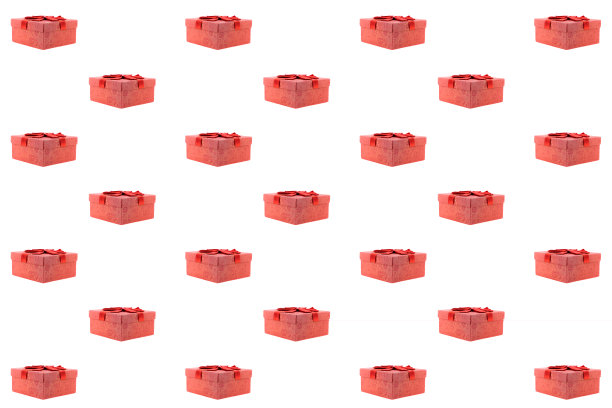 节日盒红方情人节礼物图案上白色孤立的背景图片下载