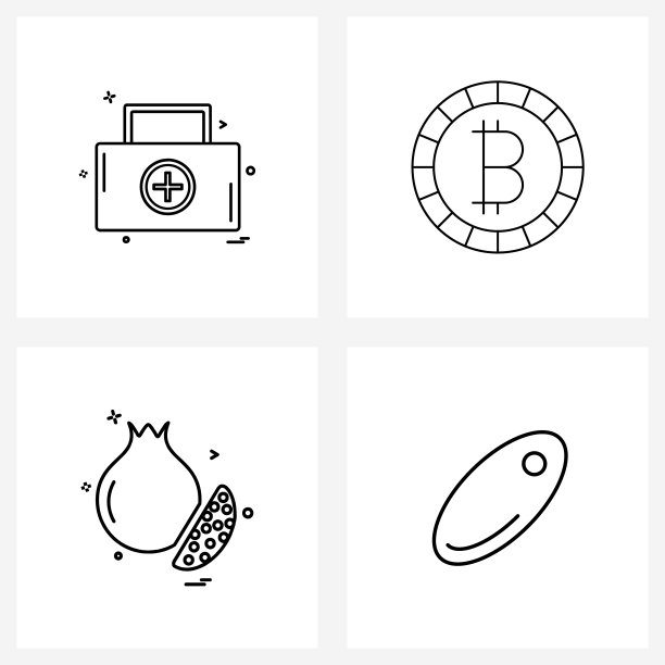 适用于Web和移动医疗的4个通用线性图标图片下载