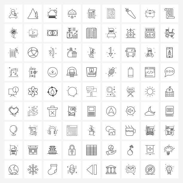 81个用于网页和手机的通用线图标图片下载