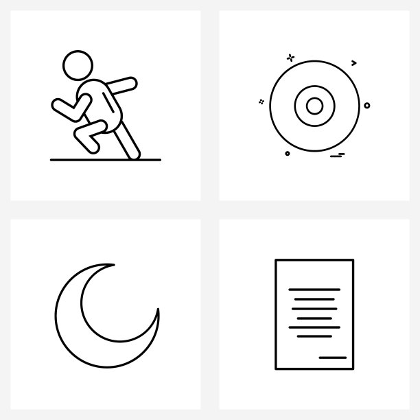 4个用于网络和移动健身的通用线图标图片下载