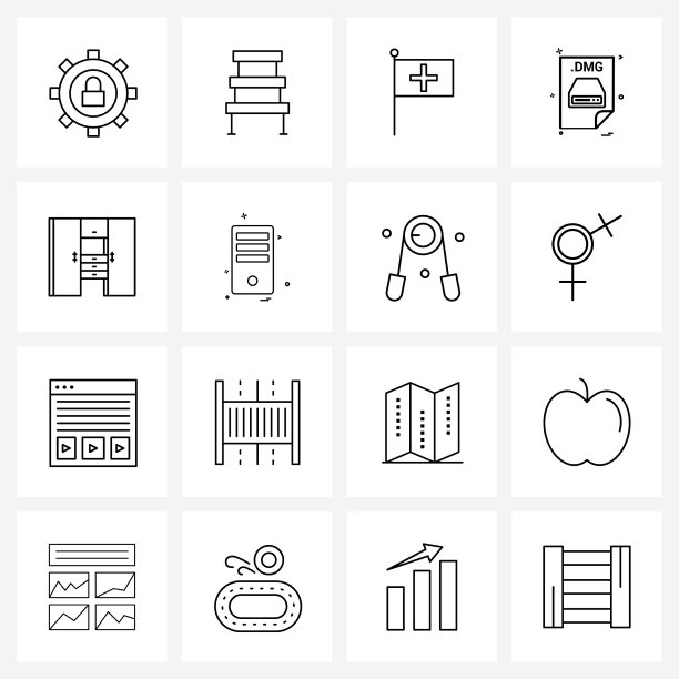 设置16个简单行的图标文件扩展名图片下载