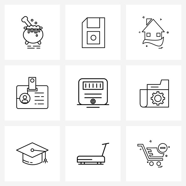 9个用于网页和移动设备的通用线条图标图片下载