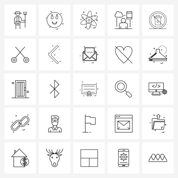 设置25个简单线条图标网络图片下载