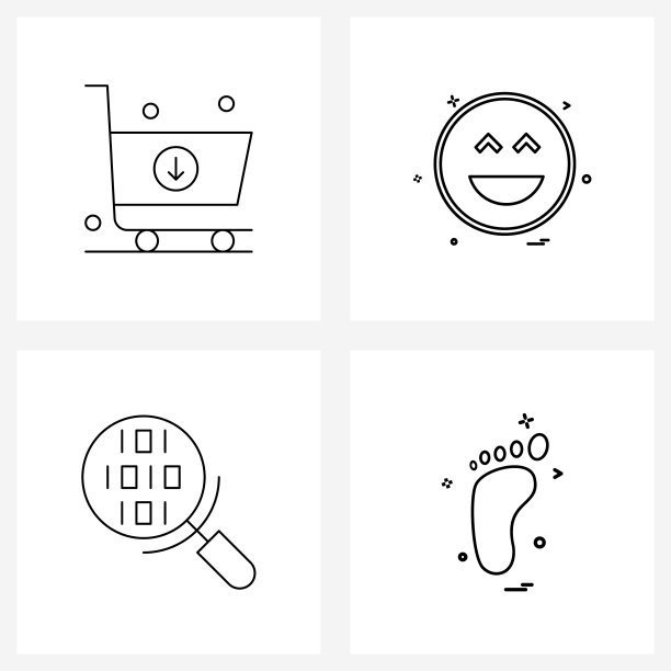 设置4个电子商务通用线图标图片下载