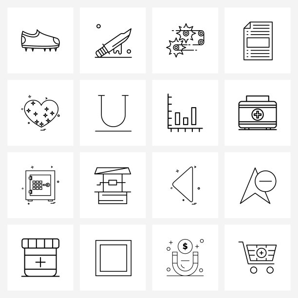 16可编辑的线条图标和现代符号图片下载