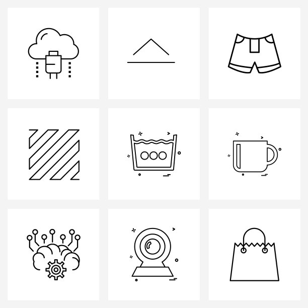 设置9个简单的线条图标空间布局上传图片下载