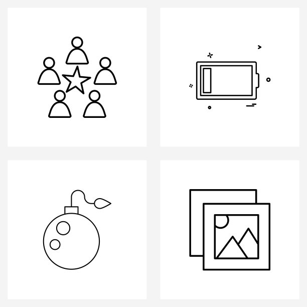 4个通用线图标用于网页和手机图片下载