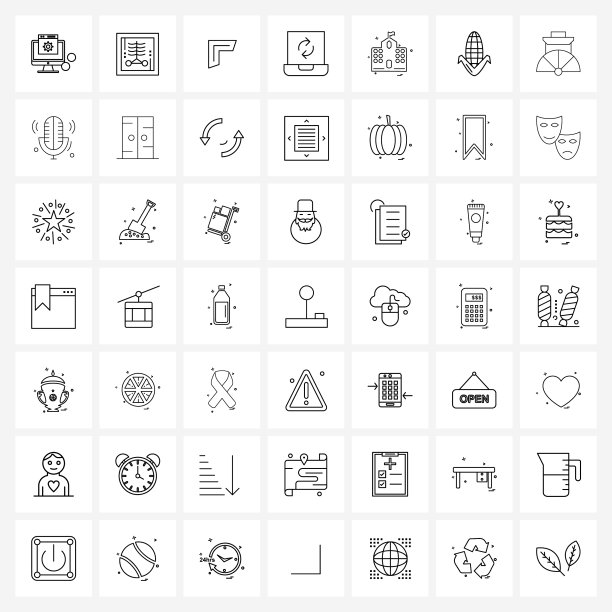 49可编辑的线条图标和现代符号图片下载