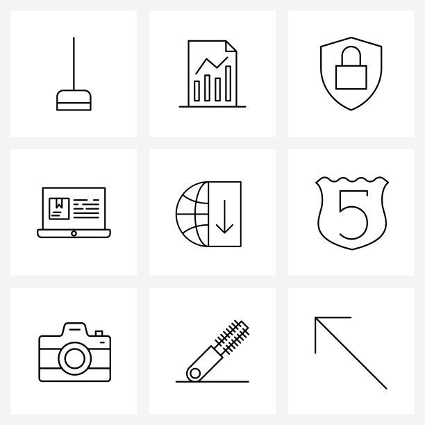 设置9现代线图标箭头互联网图片下载