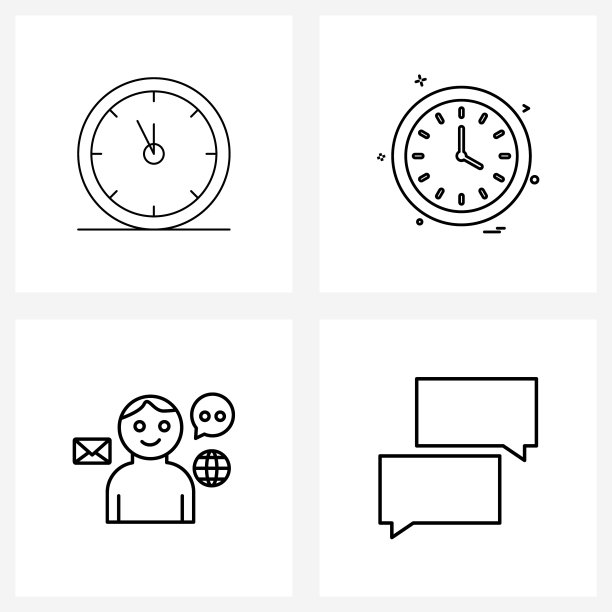 现代符号线条图标合集4：时钟图片下载
