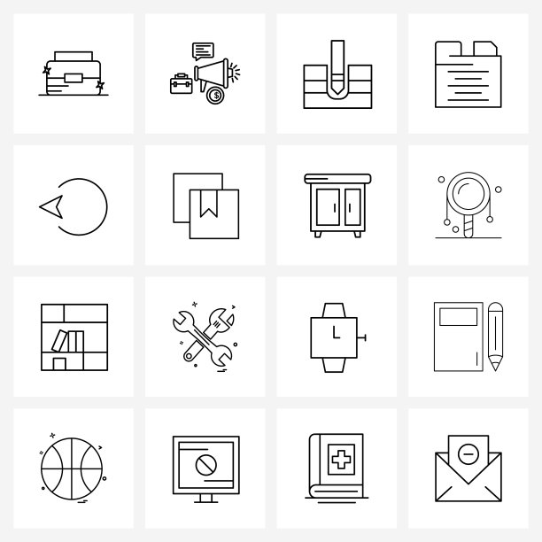 设置16个现代线条图标移动交互图片下载