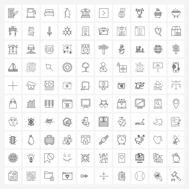 设置100个现代线条图标瓶子游戏图片下载