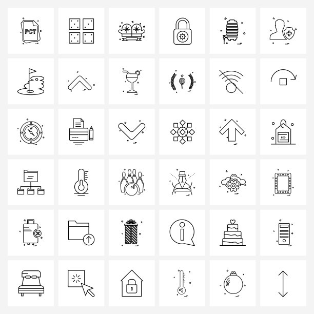通用符号36个现代线条图标图片下载
