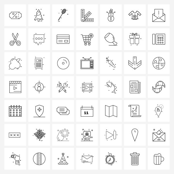 现代49行的简单线条图标医学图片下载