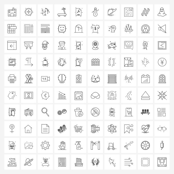 为web打包100个通用行图标图片下载