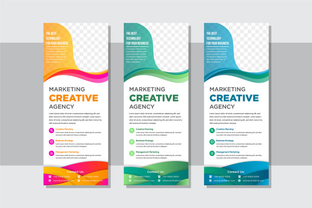 卷起创意营销代理横幅摊图片下载