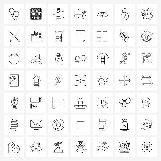 49个现代医疗符号线条图标集图片下载
