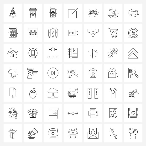 UI设置49个运动头像的基本线条图标图片下载