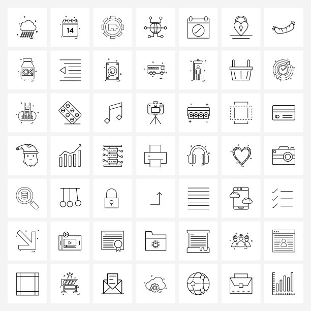 孤立的符号设置49个简单的行图标图片下载