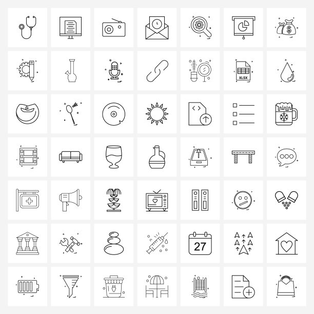 UI设置49个基本行图标齿轮时间相机图片下载