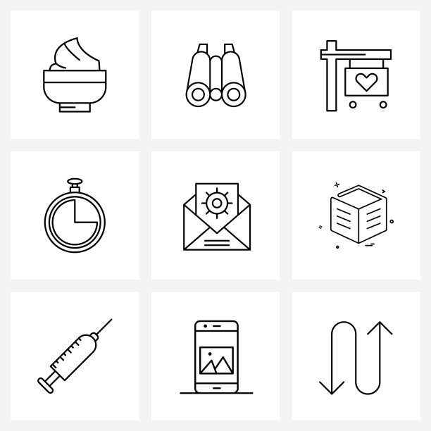 设置9个电子邮件的UI图标和符号图片下载