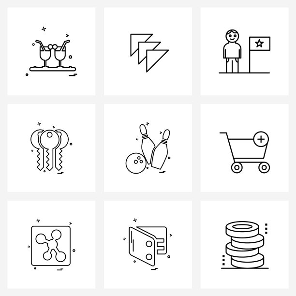 移动用户界面线图标设置9个现代象形图图片下载