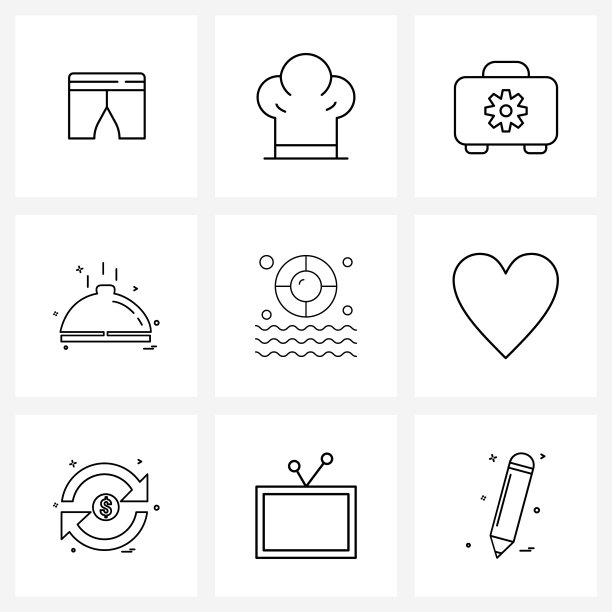 9 .可编辑线条图标和现代符号图片下载