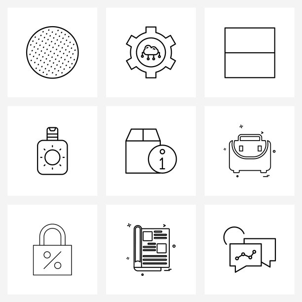 9个通用现代线性图标图片下载