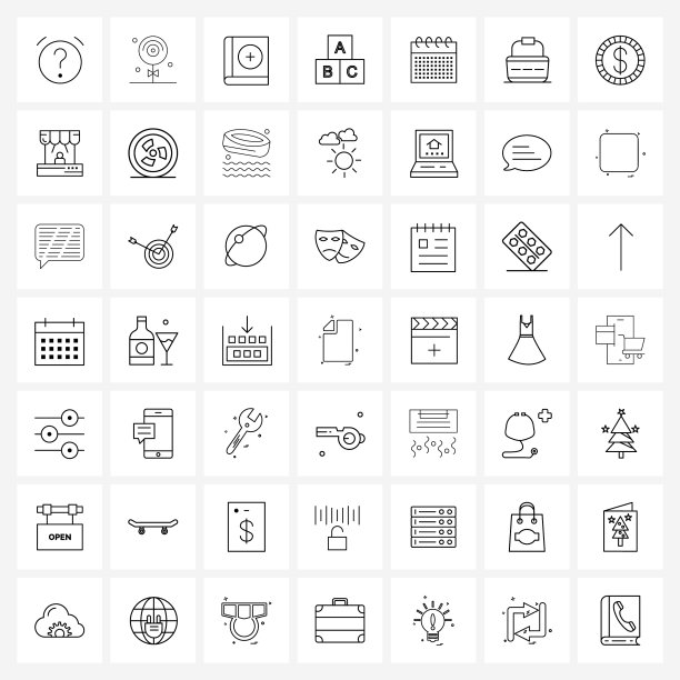 49个用于网页和手机的通用线图标图片下载