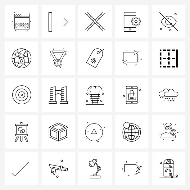 25个用于网页和手机的通用线图标图片下载