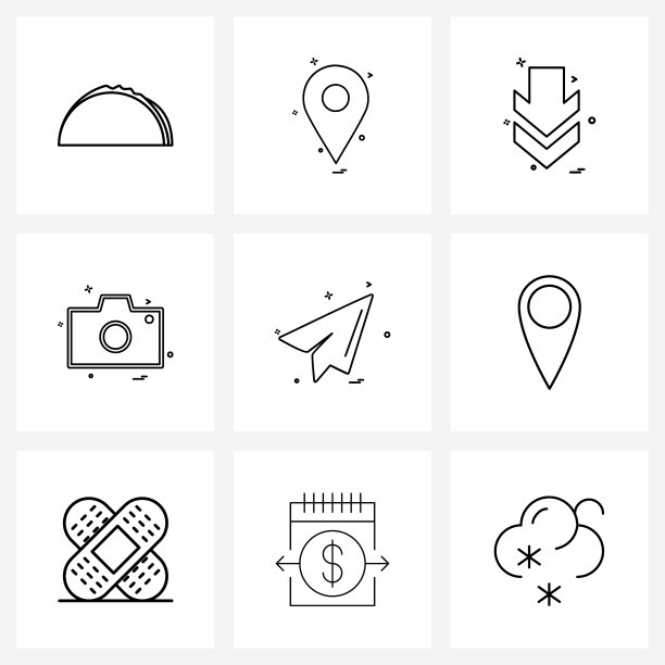 UI设置9个基本线条图标发送照片箭头图片下载