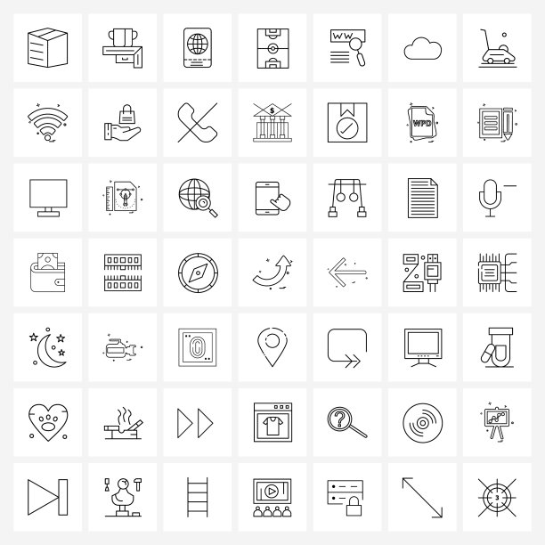 49可编辑的线条图标和现代符号web图片下载