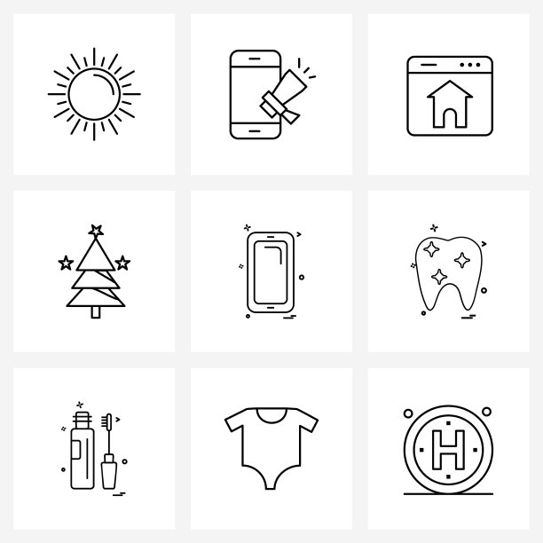 设置9个现代线条图标医药智能图片下载