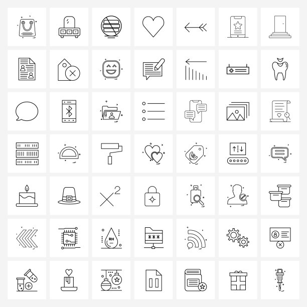 线条图标设置49个现代符号箭头爱情图片下载