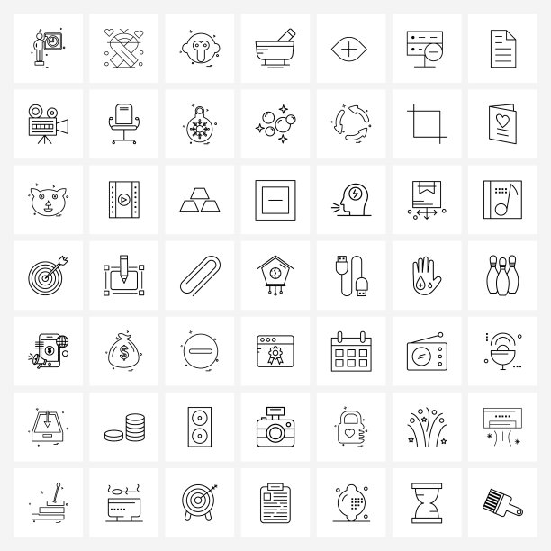 49个现代扫描眼睛符号线条图标集图片下载
