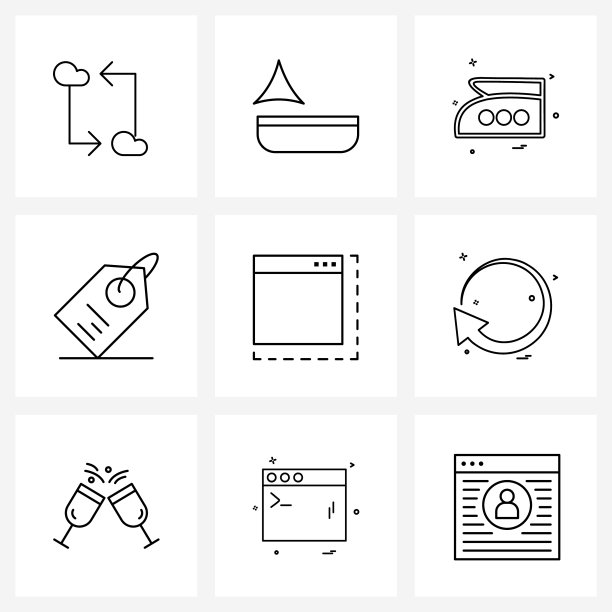 现代第9行简单的线条图标调整大小图片下载