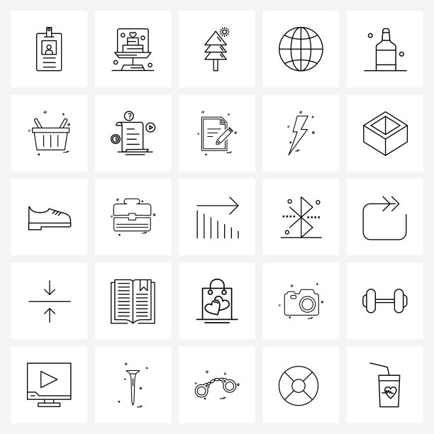 孤立的符号设置25个简单的线条图标图片下载