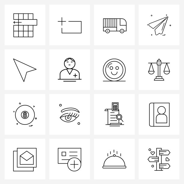 16个万能线条图标像素完美符号图片下载