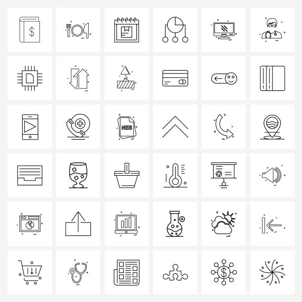 通用符号36个现代线条图标图片下载