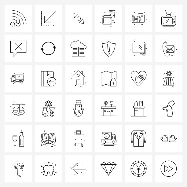 线条图标集36个现代符号摄影图片下载
