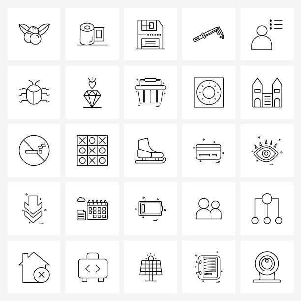 为web打包25个通用行图标图片下载