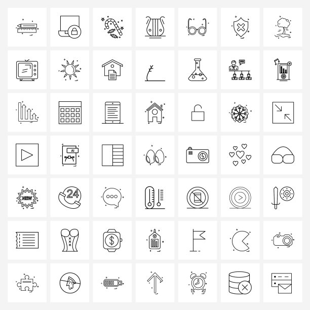 49可编辑的线条图标和现代符号图片下载