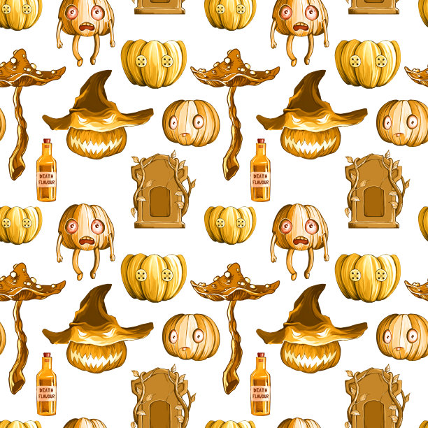 无缝模式与数字插图。万圣节主题的画图片下载