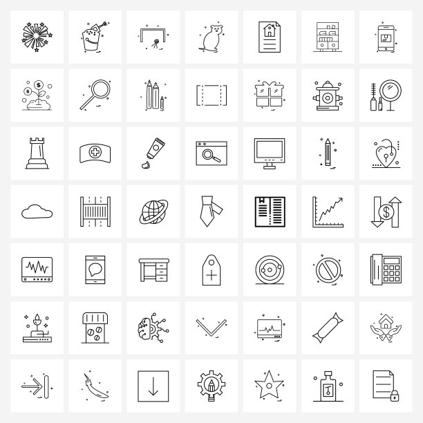 现代49行简单线条图标书架图片下载