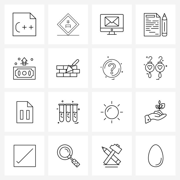 16个适用于网页和手机的通用线图标图片下载